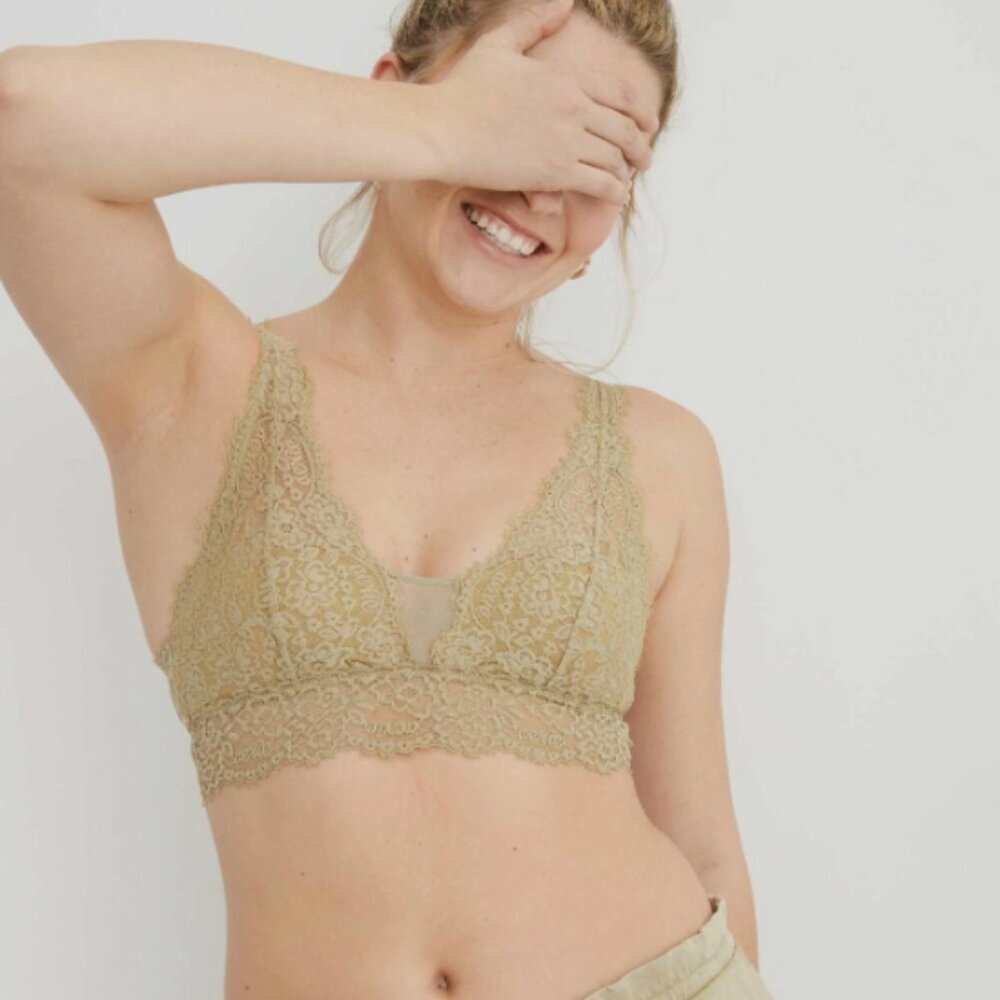 AERIE | Eyelash Lace Plunge Floral Bralette | Sz. XXS